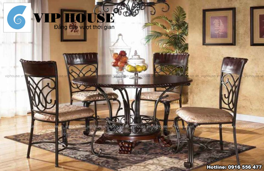 Thiết kế nội thất với bàn ăn hình trong cho không gian ăn tiện nghi